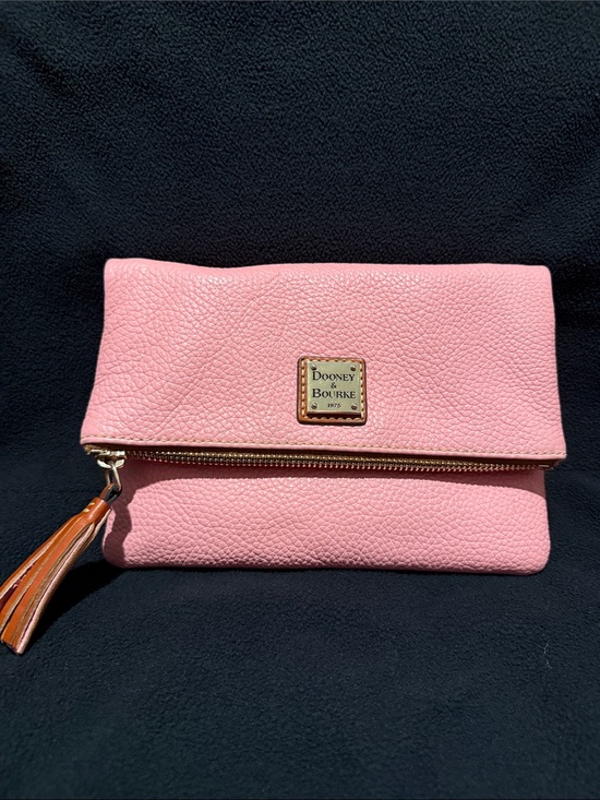 Dooney & Bourke Handbags - Dooney & Bourke Pink Fold-Over Leather Wristlet Clutch